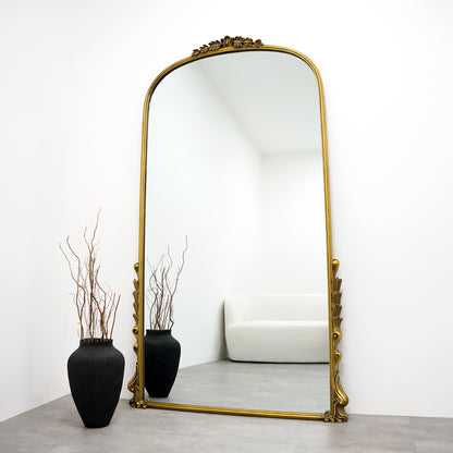 Valentina - Full Length Gold Arched Ornate Metal Mirror 196cm x 110cm