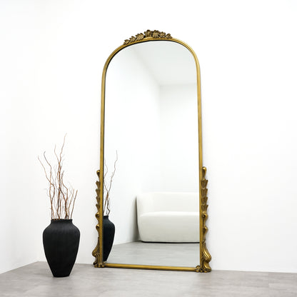 Valentina - Full Length Gold Arched Ornate Metal Mirror 185cm x 90cm