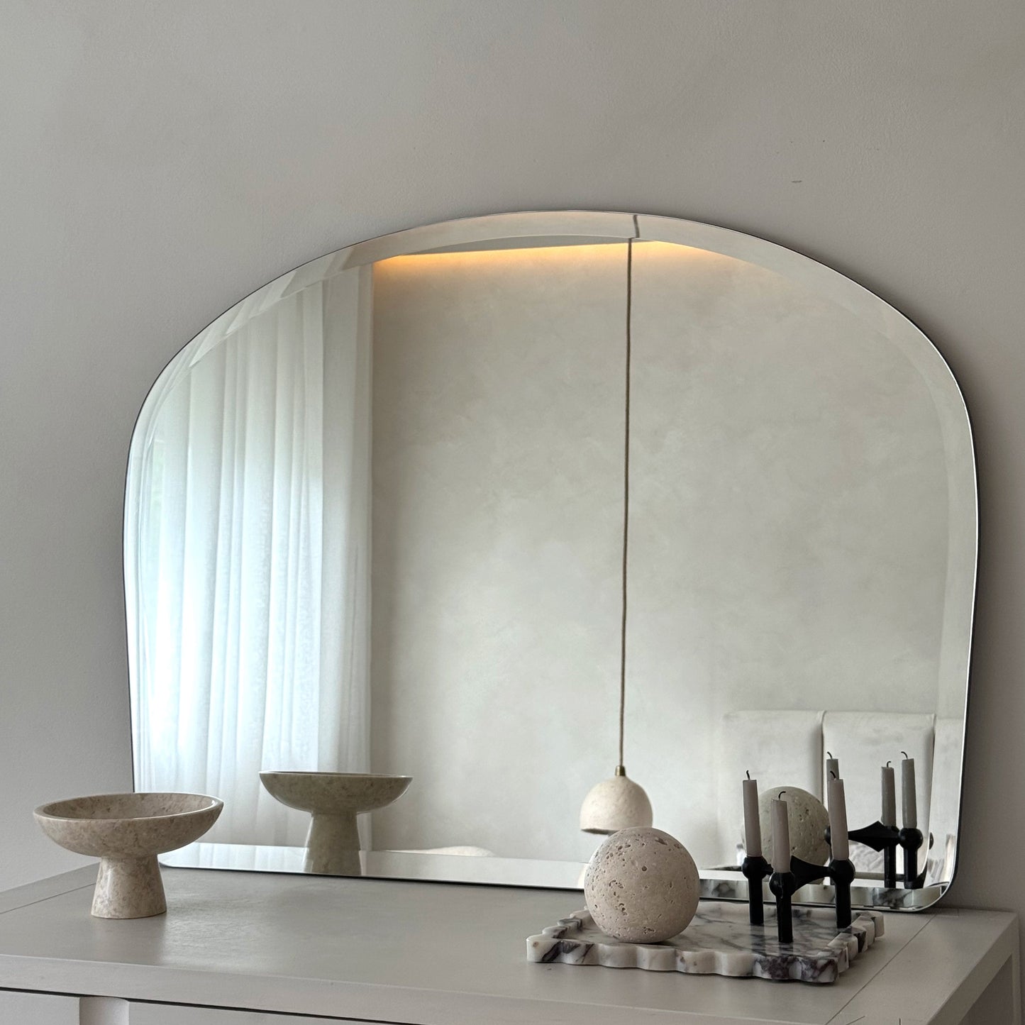 Vienna - Large Frameless Overmantle Bevelled Mirror 95cm x 70cm