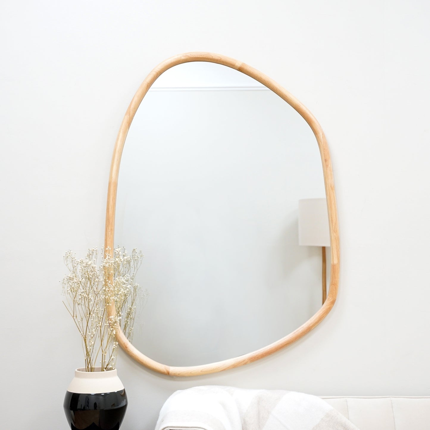 Aaliyah - Light Wood Irregular Wall Mirror 110cm x 80cm
