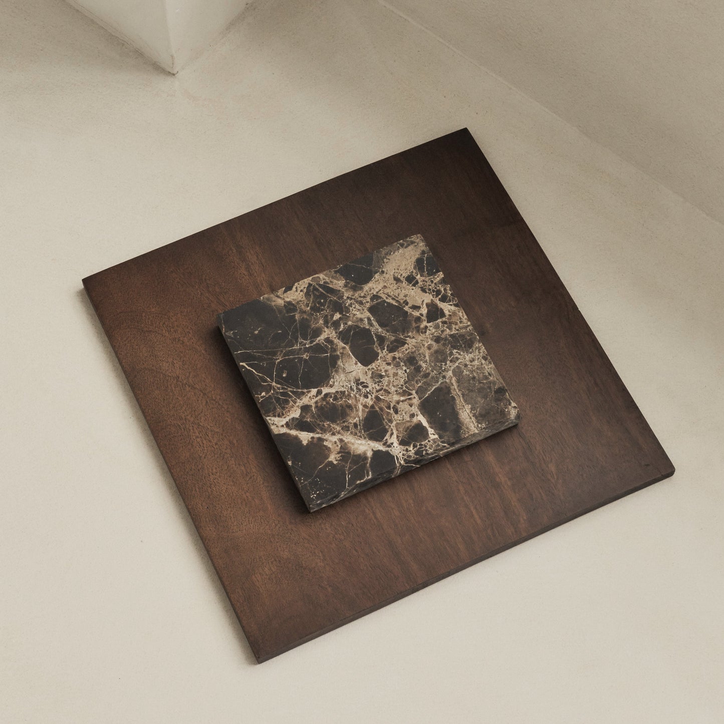 Valor - Dark Emperador Marble Round Dark Wood Premium Coffee Table