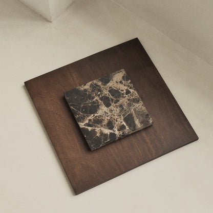 Valor - Dark Emperador Marble Round Dark Wood Premium Coffee Table