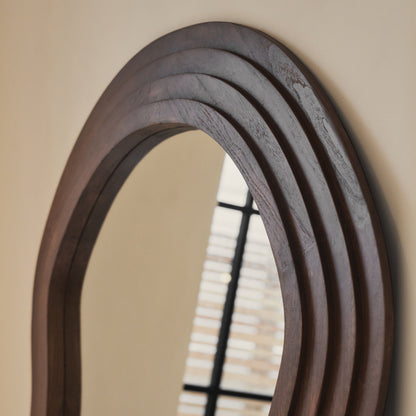 Luciana - Full Length Wave Dark Wood Extra Large Mirror 180cm x 105cm