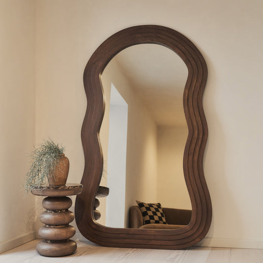 Luciana - Full Length Wave Dark Wood Extra Large Mirror 180cm x 105cm