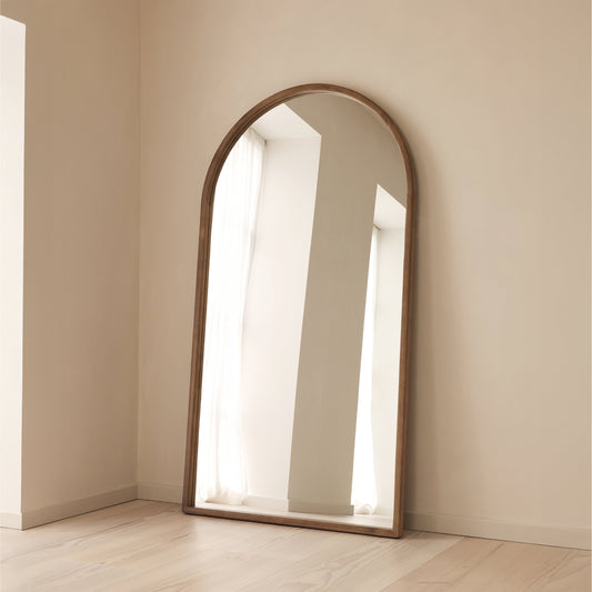Arden - Warm Wood Full Length Arched Wooden Mirror 175cm x 95cm