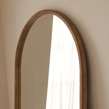 Arden - Warm Wood Full Length Arched Wooden Mirror 175cm x 95cm