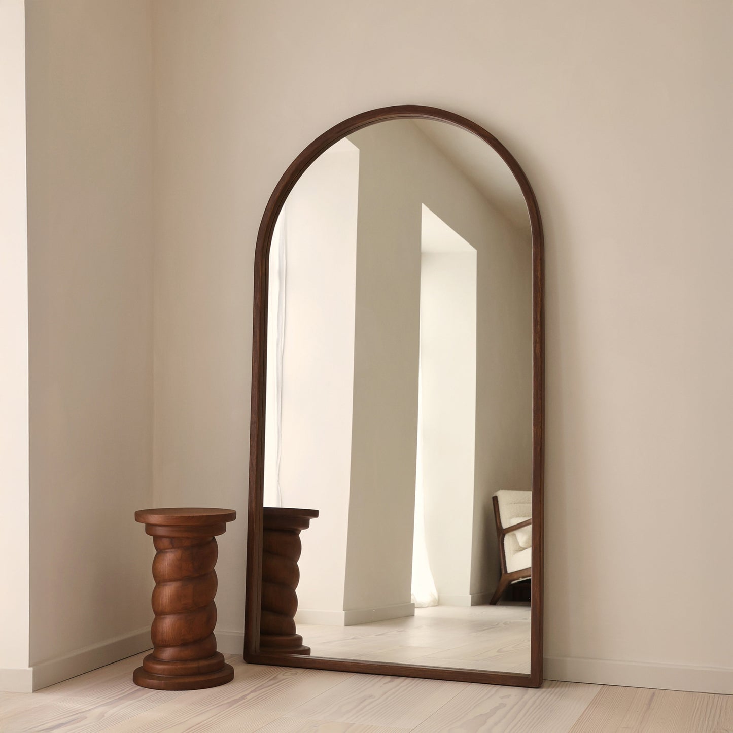 Arden - Dark Wood Full Length Arched Wooden Mirror 175cm x 95cm
