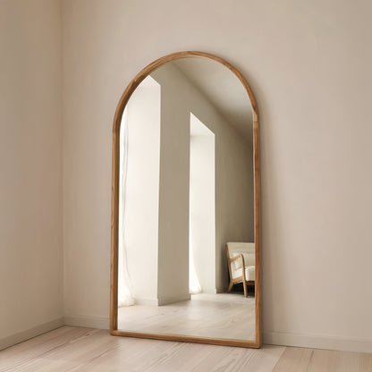 Arden - Light Wood Full Length Arched Wooden Mirror 175cm x 95cm