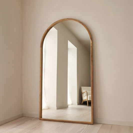 Arden - Light Wood Full Length Arched Wooden Mirror 175cm x 95cm