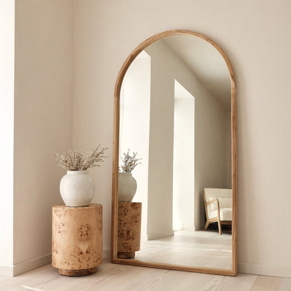 Arden - Light Wood Full Length Arched Wooden Mirror 175cm x 95cm