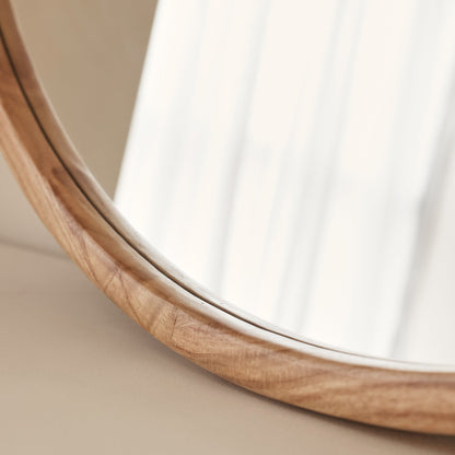 Arden - Large Light Wood Round Wooden Wall Mirror 90cm x 90cm