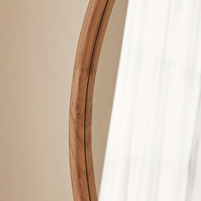Arden - Large Light Wood Round Wooden Wall Mirror 90cm x 90cm