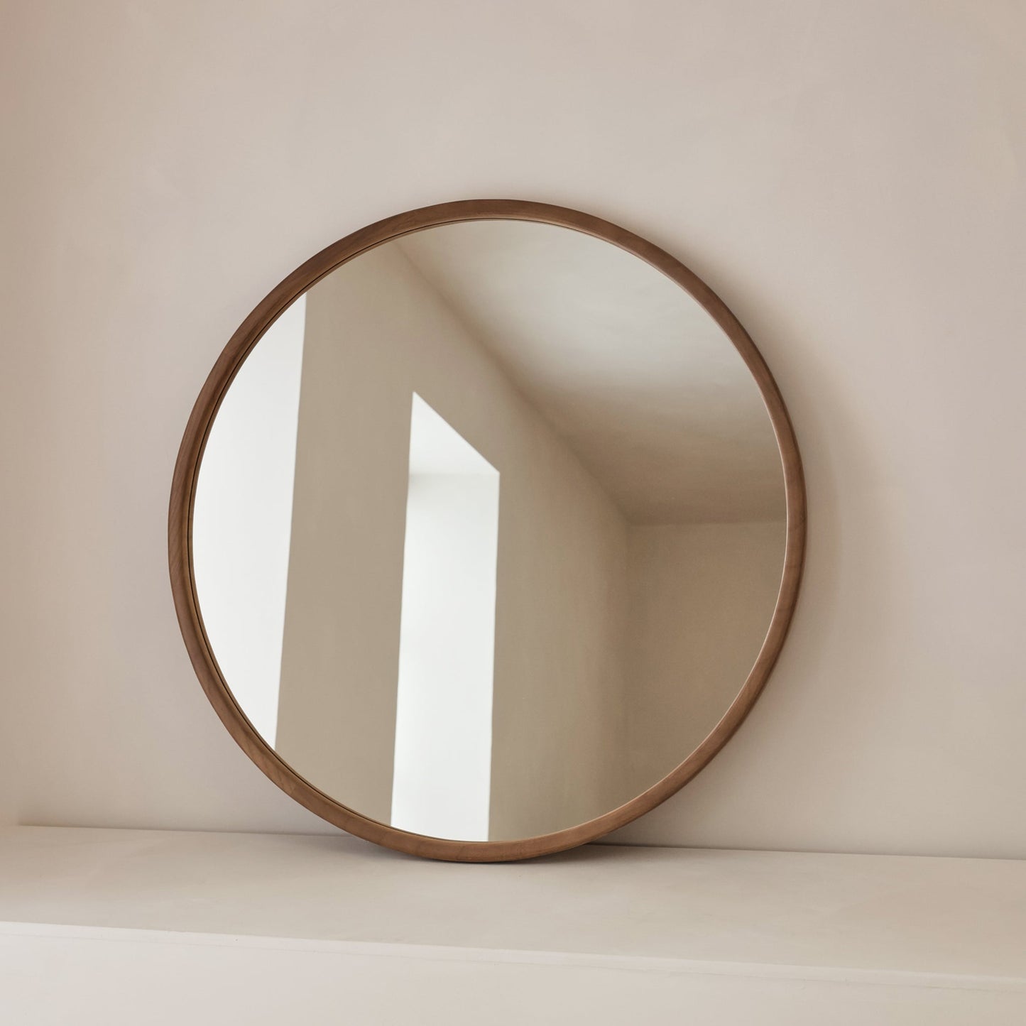 Arden - Large Warm Wood Round Wooden Wall Mirror 90cm x 90cm