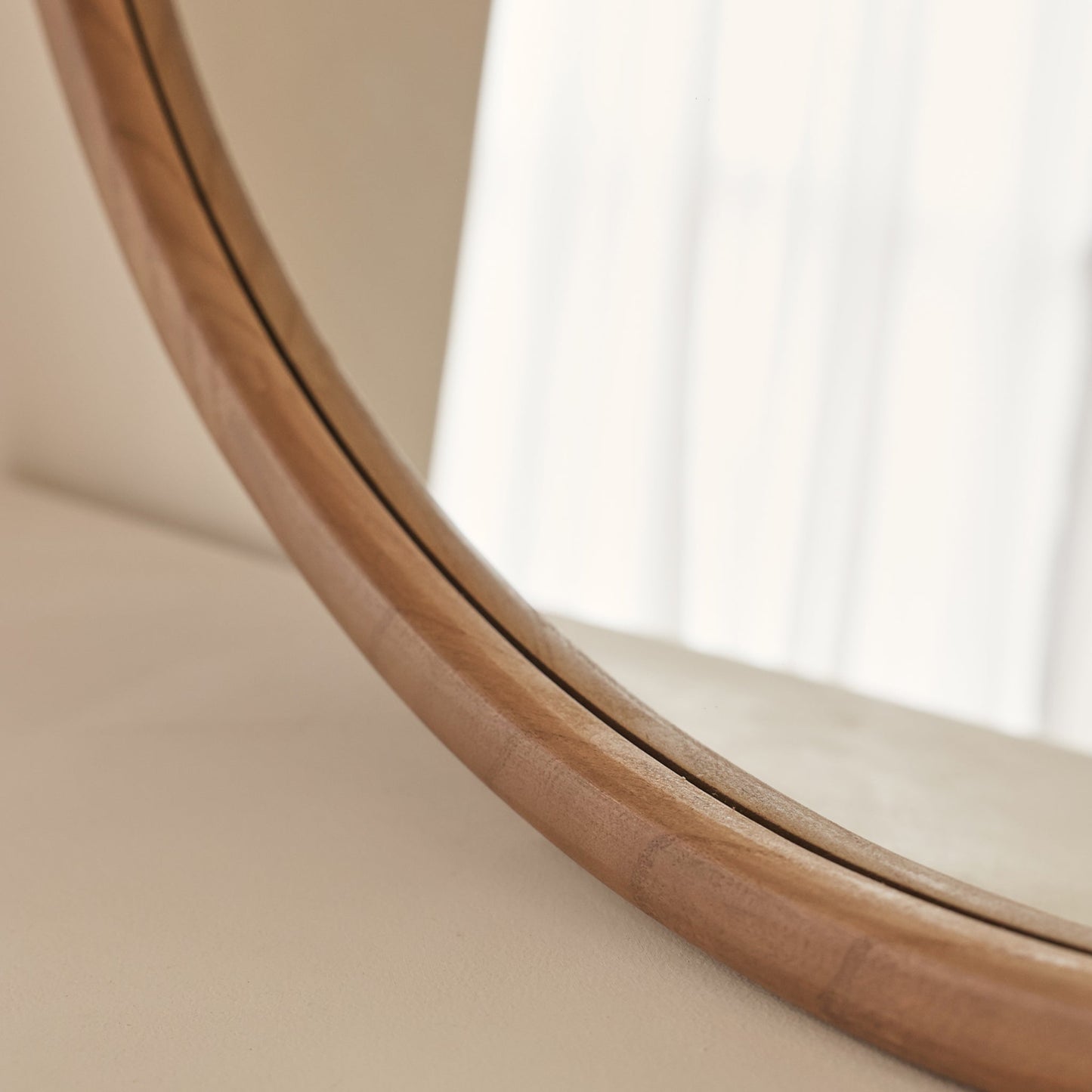Arden - Large Warm Wood Round Wooden Wall Mirror 90cm x 90cm