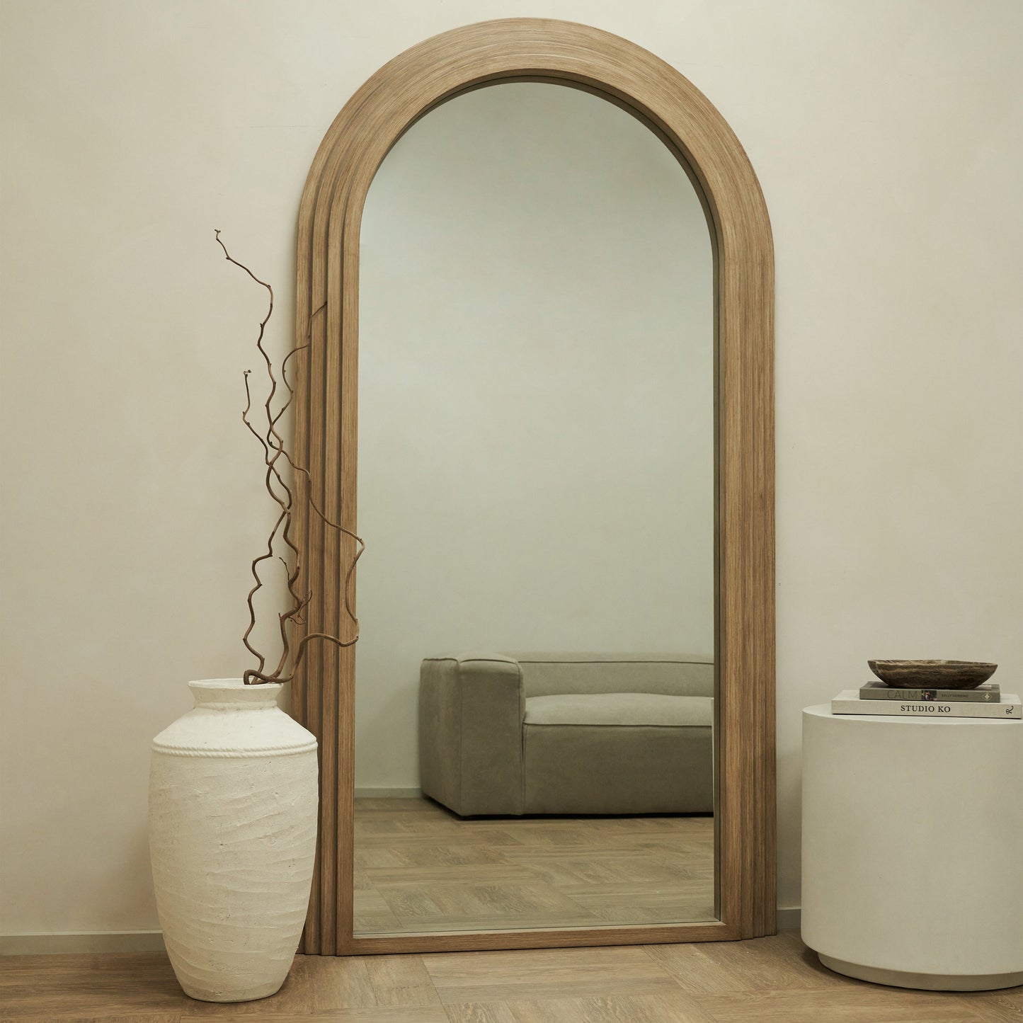 Luciana - Full Length Arched Washed Wood Mirror 196cm x 104cm