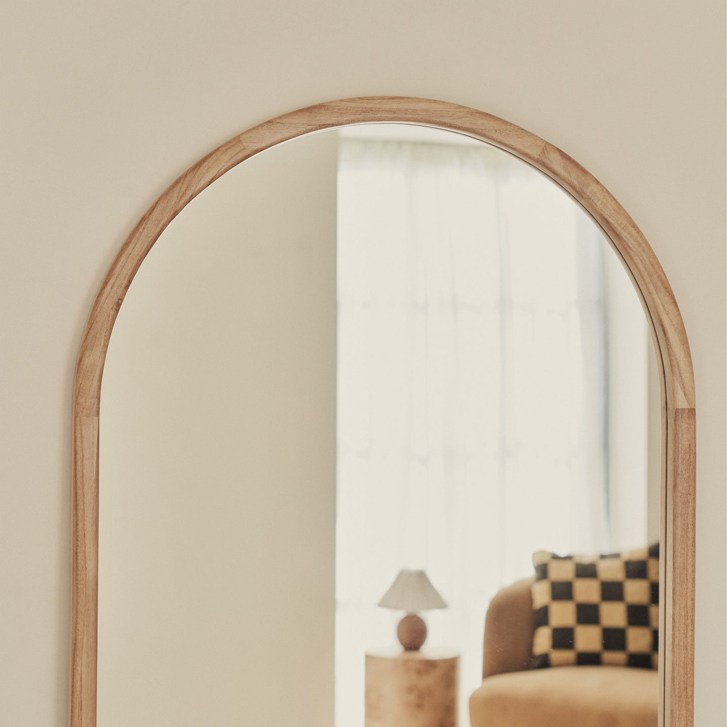 Arden - Light Wood Full Length Arched Wooden Mirror 160cm x 60cm