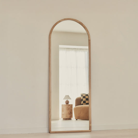 Arden - Light Wood Full Length Arched Wooden Mirror 160cm x 60cm