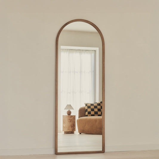 Arden - Warm Wood Full Length Arched Wooden Mirror 160cm x 60cm