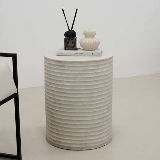 Raya - Minimal Concrete Ribbed Side Table