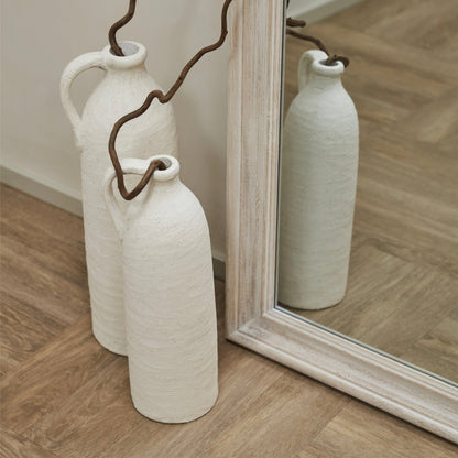 Melilla - White Washed Wood Arched Full Length Mirror 190cm x 99cm