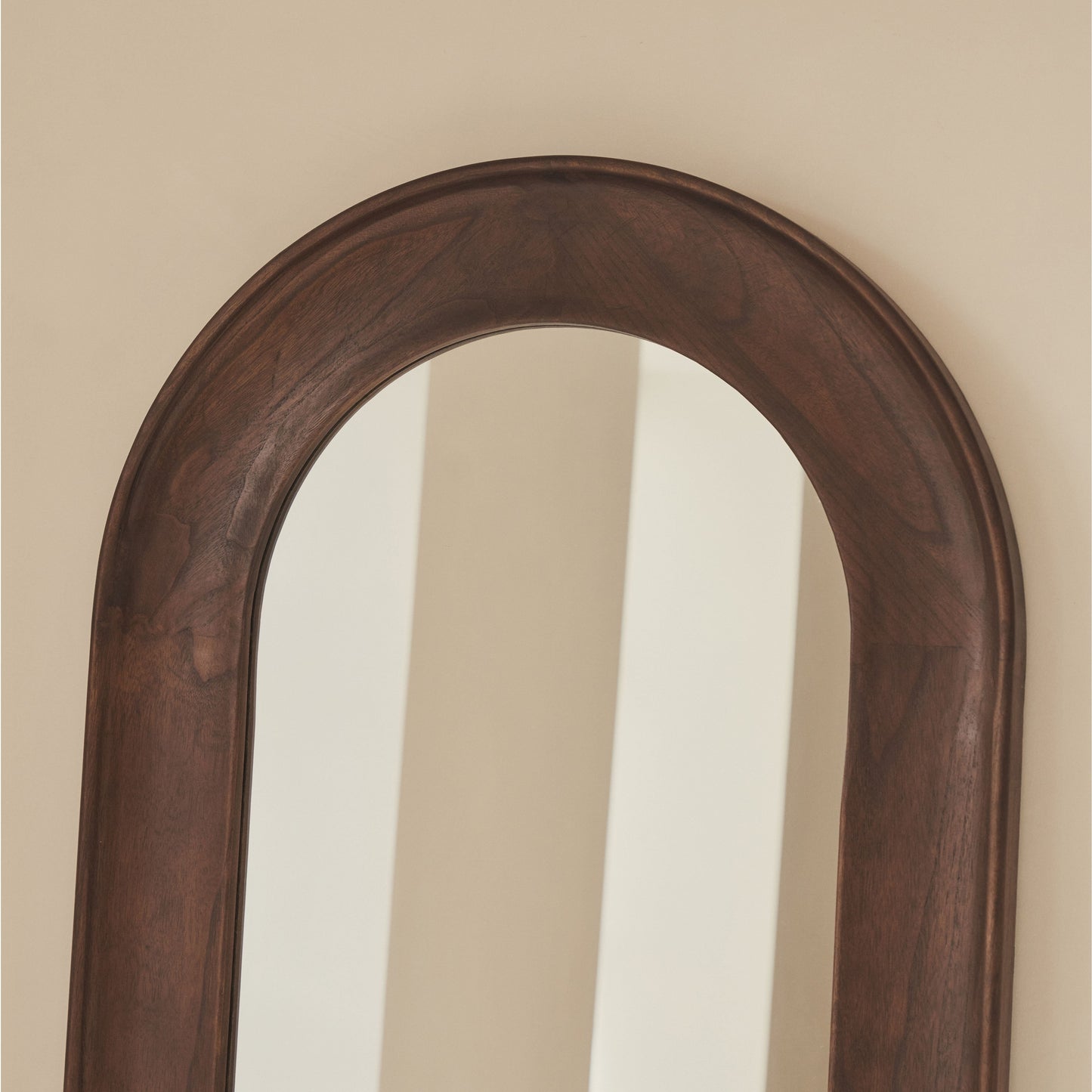 Porta - Full Length Arched Dark Wood Large Mirror 180cm x 70cm