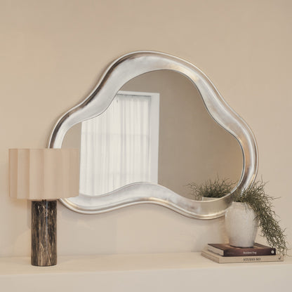 Riva - Brushed Chrome Pond Shaped Irregular Mirror 98cm x 89cm