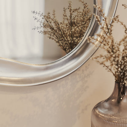 Riva - Brushed Chrome Pond Shaped Irregular Mirror 90cm x 85cm