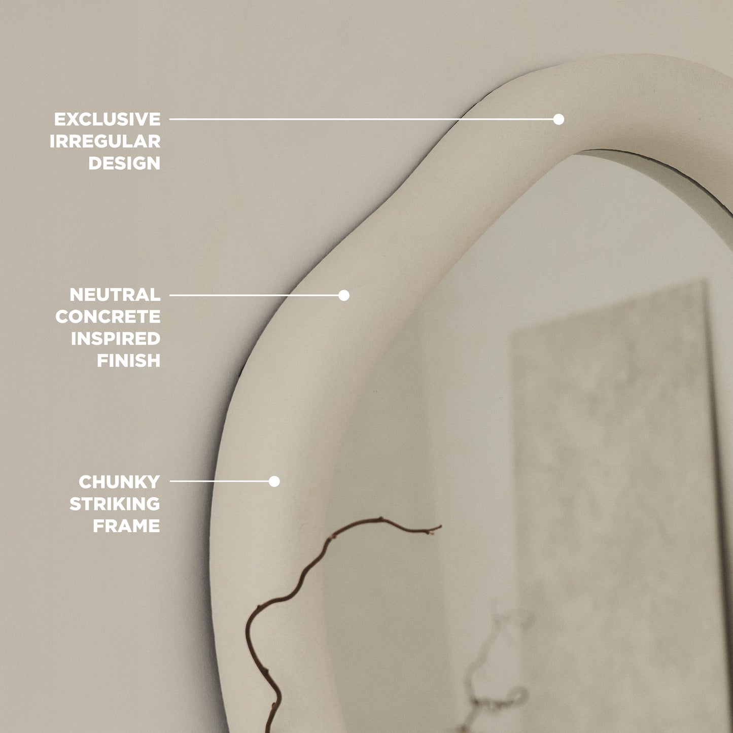 Wabi-Sabi - Large Full Length Concrete Irregular Mirror 170cm x 80cm