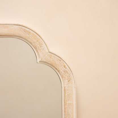 Elena - White Washed Wood Arched Overmantle Mirror 100cm x 75cm