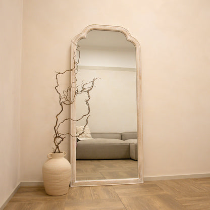 Elena - Full Length White Washed Wood Arched Mirror 170cm x 75cm