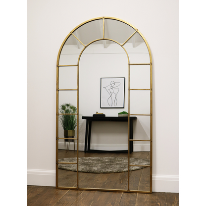Chicago - Gold Industrial Arched Full Length Metal Mirror 179cm x 100cm