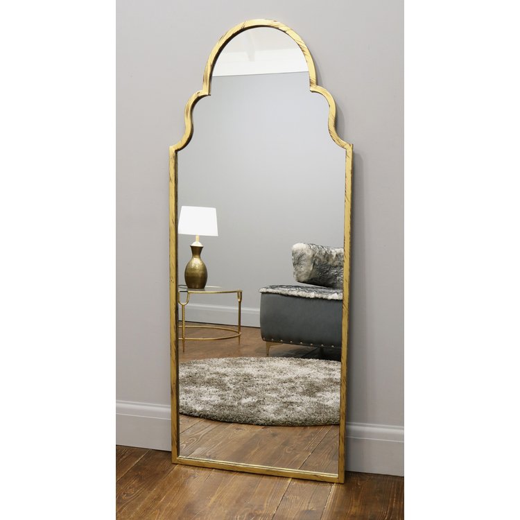 Algiers - Large Full Length Gold Arched Metal Mirror 150cm x 60cm