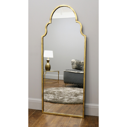 Algiers - Large Full Length Gold Arched Metal Mirror 150cm x 60cm