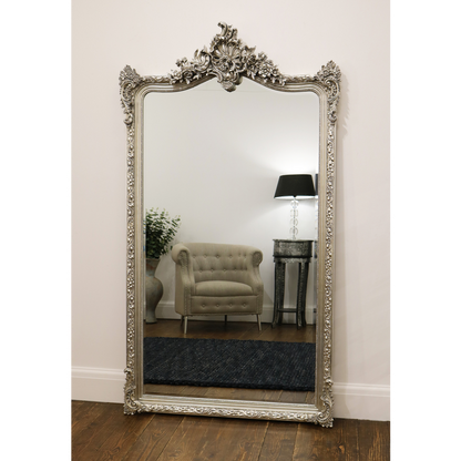 Francesca - Silver Arched Ornate Full Length Mirror 185cm x 100cm