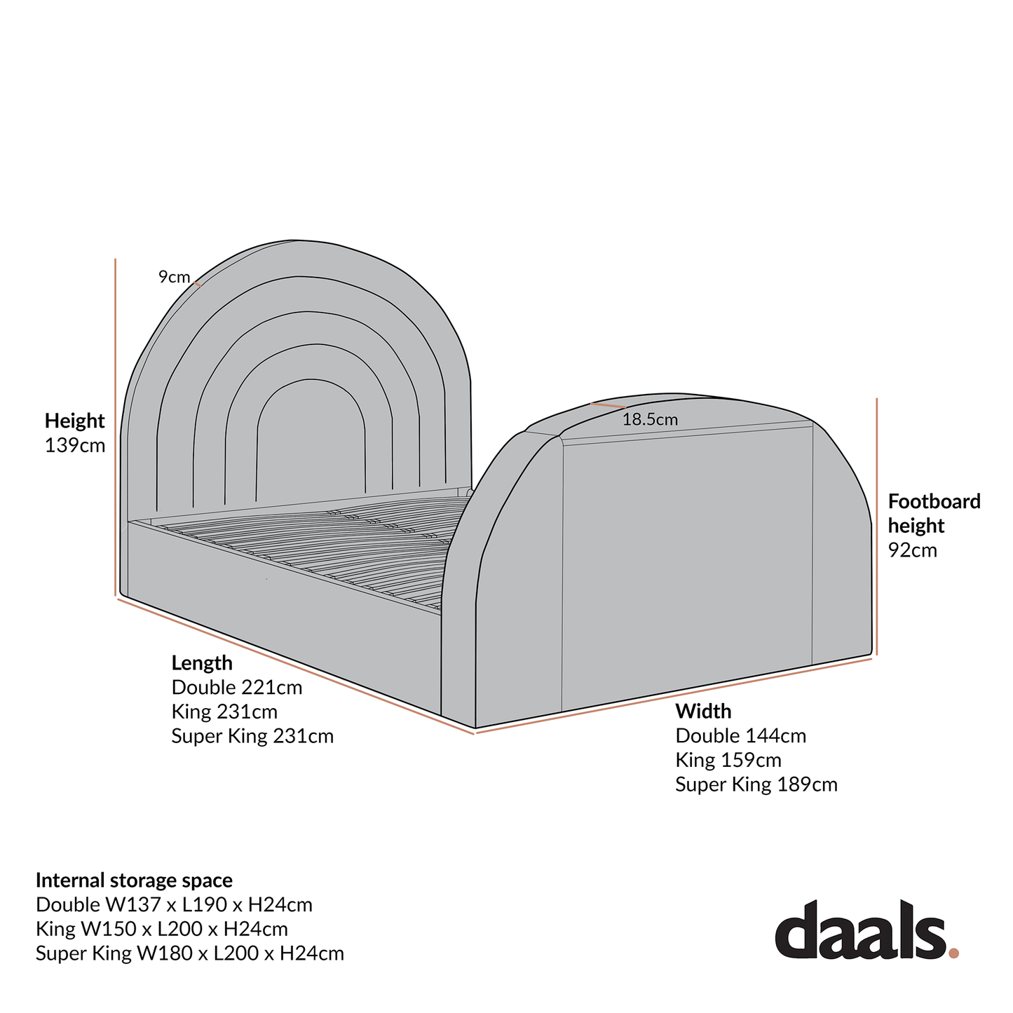 Archer Taupe Boucle Ottoman TV Bed