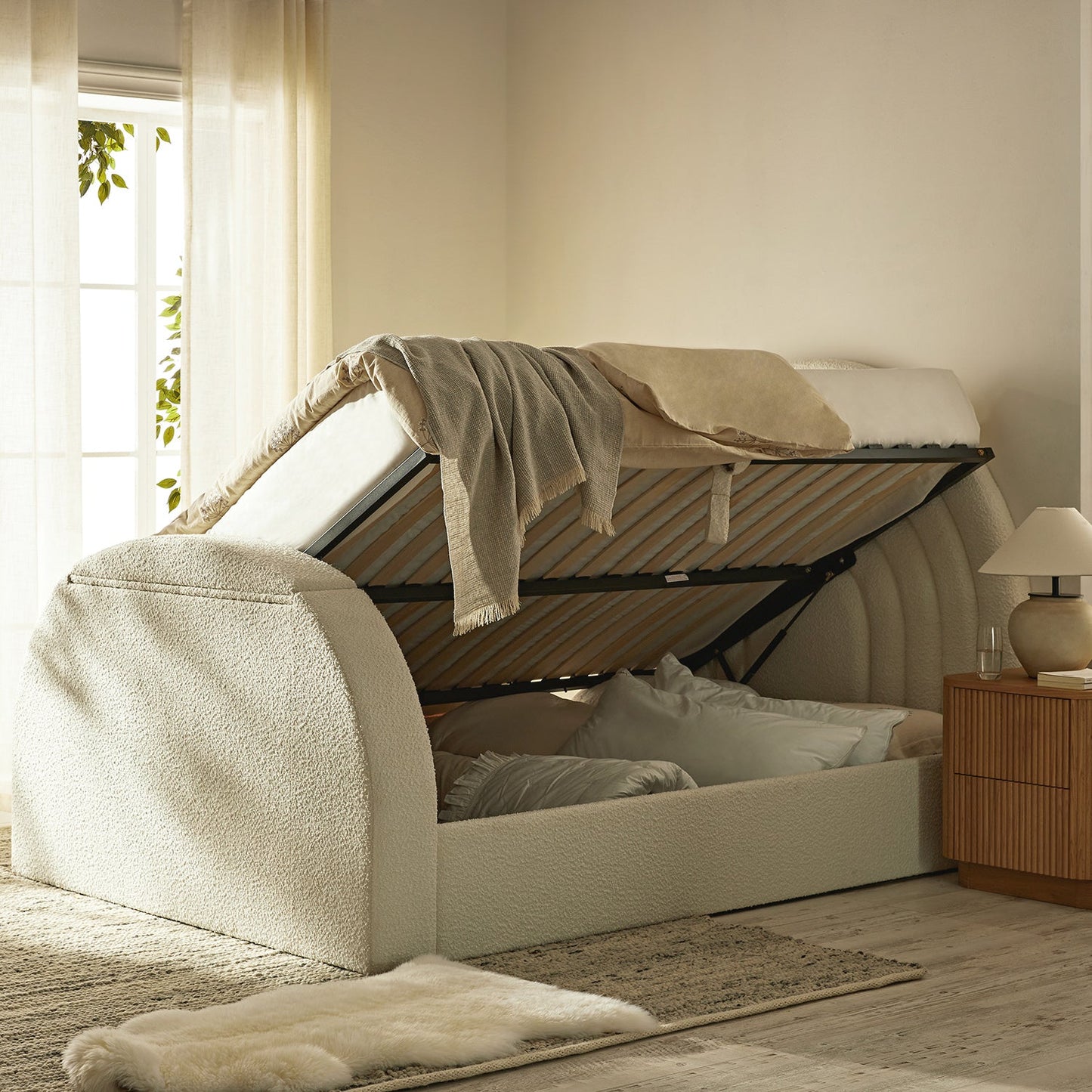 Archer White Boucle Ottoman TV Bed