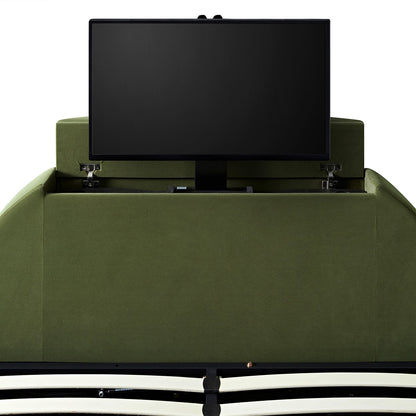 Archer Moss Green Velvet Ottoman TV Bed
