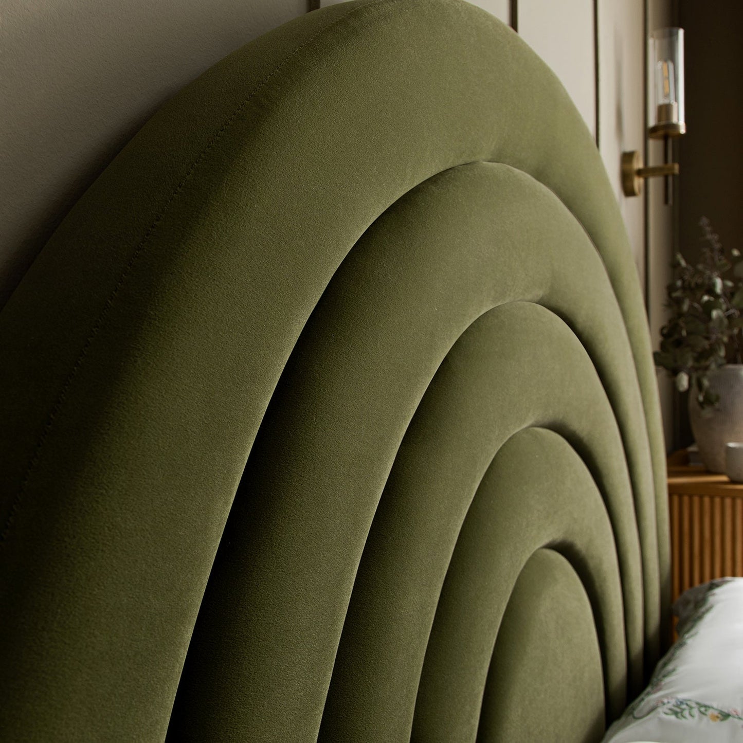 Archer Moss Green Velvet Ottoman TV Bed