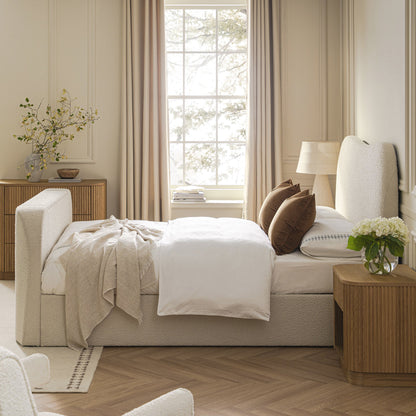 Egerie Curved Headboard Beige Boucle Ottoman TV Bed