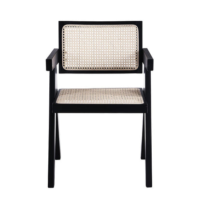 Jeanne Black Colour Cane Rattan Solid Beech Wood Dining Chair