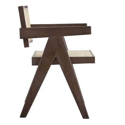 Jeanne Dark Walnut Cane Rattan Solid Beech Wood Dining Chair