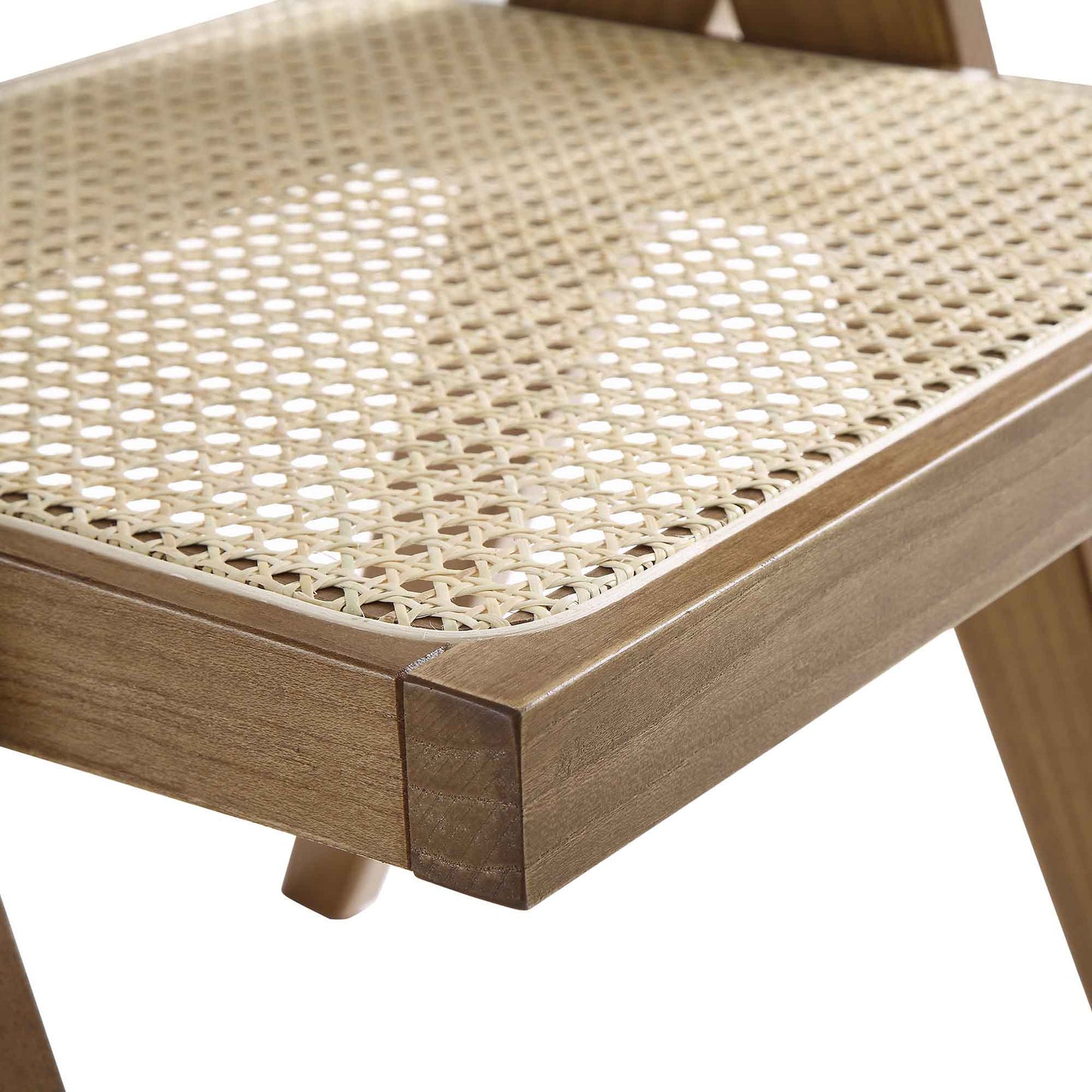 Jeanne Light Walnut Cane Rattan Solid Beech Wood Dining Chair