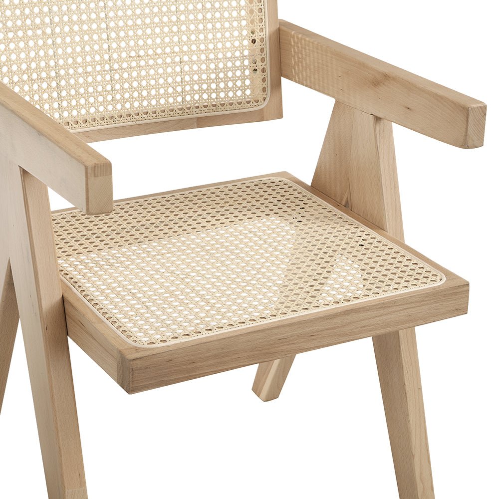 Jeanne Natural Colour Cane Rattan Solid Beech Wood Dining Chair