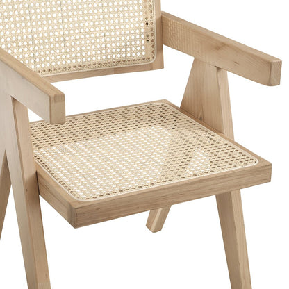 Jeanne Natural Colour Cane Rattan Solid Beech Wood Dining Chair