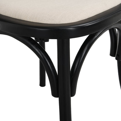 Anya Set of 2 Cane Rattan and Upholstered Dining Chairs, Black Colour