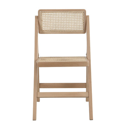 Frances Set of 2 Folding Cane Rattan Chairs, Natural Colour