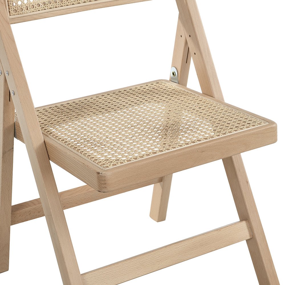 Frances Set of 2 Folding Cane Rattan Chairs, Natural Colour