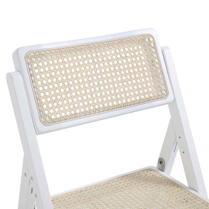 Frances Set of 2 Folding Cane Rattan Chairs, White