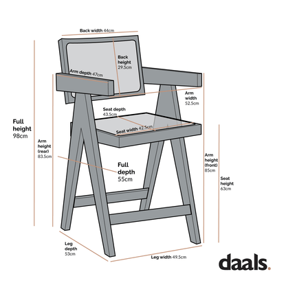 Jeanne Natural Colour Cane Rattan Solid Beech Wood Counter Stool