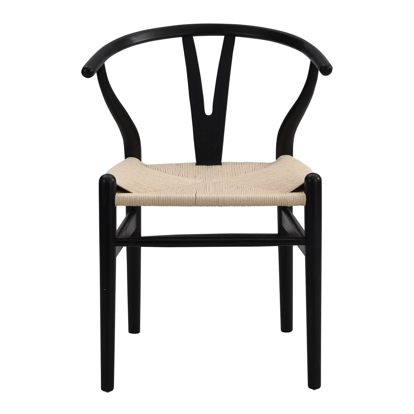 Hansel Wooden Natural Weave Dining Chair, Black Colour Frame